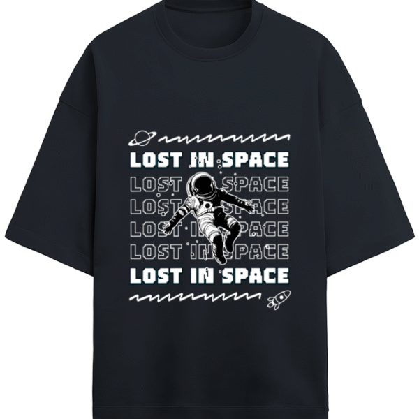‘Lost in Space’ Unisex Typography & Graphic Printed Premium Oversized T-Shirt