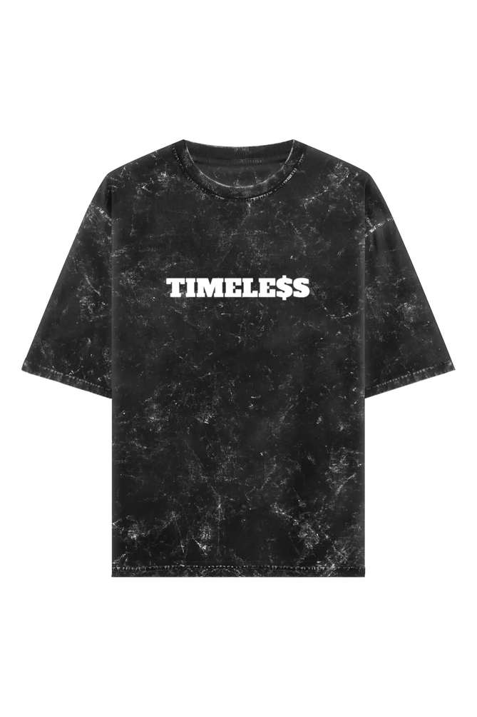 ‘Timeless’ Unisex Typography Printed Acid Washed Premium Oversized T-Shirt - Image 5