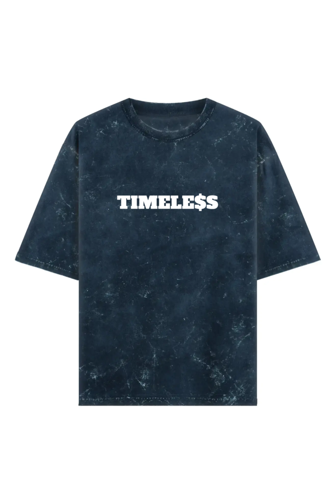 ‘Timeless’ Unisex Typography Printed Acid Washed Premium Oversized T-Shirt - Image 4