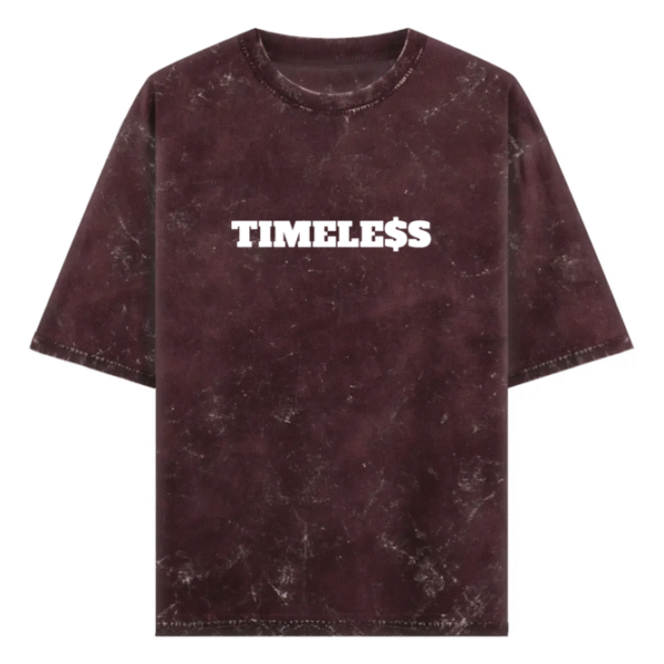 ‘Timeless’ Unisex Typography Printed Acid Washed Premium Oversized T-Shirt