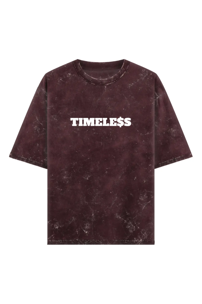 ‘Timeless’ Unisex Typography Printed Acid Washed Premium Oversized T-Shirt - Image 2