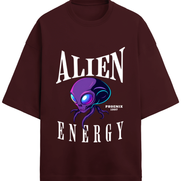 ‘Alien Energy’ Unisex Typography & Graphic Printed Premium Oversized T-Shirt