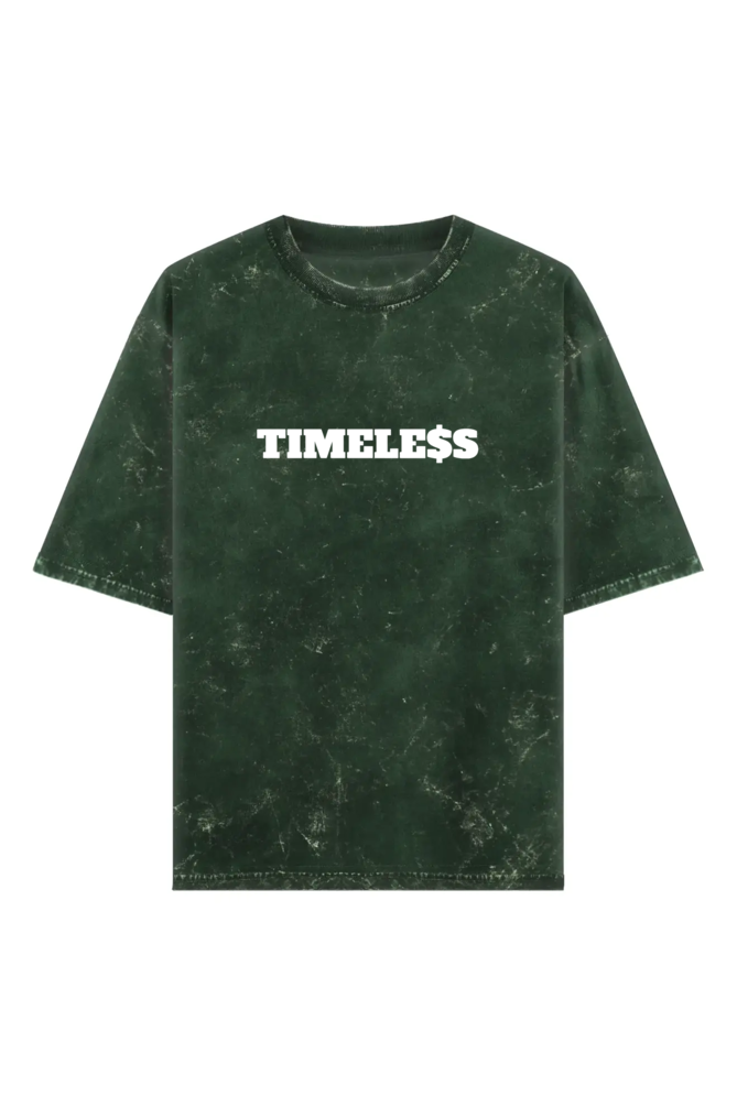 ‘Timeless’ Unisex Typography Printed Acid Washed Premium Oversized T-Shirt - Image 3